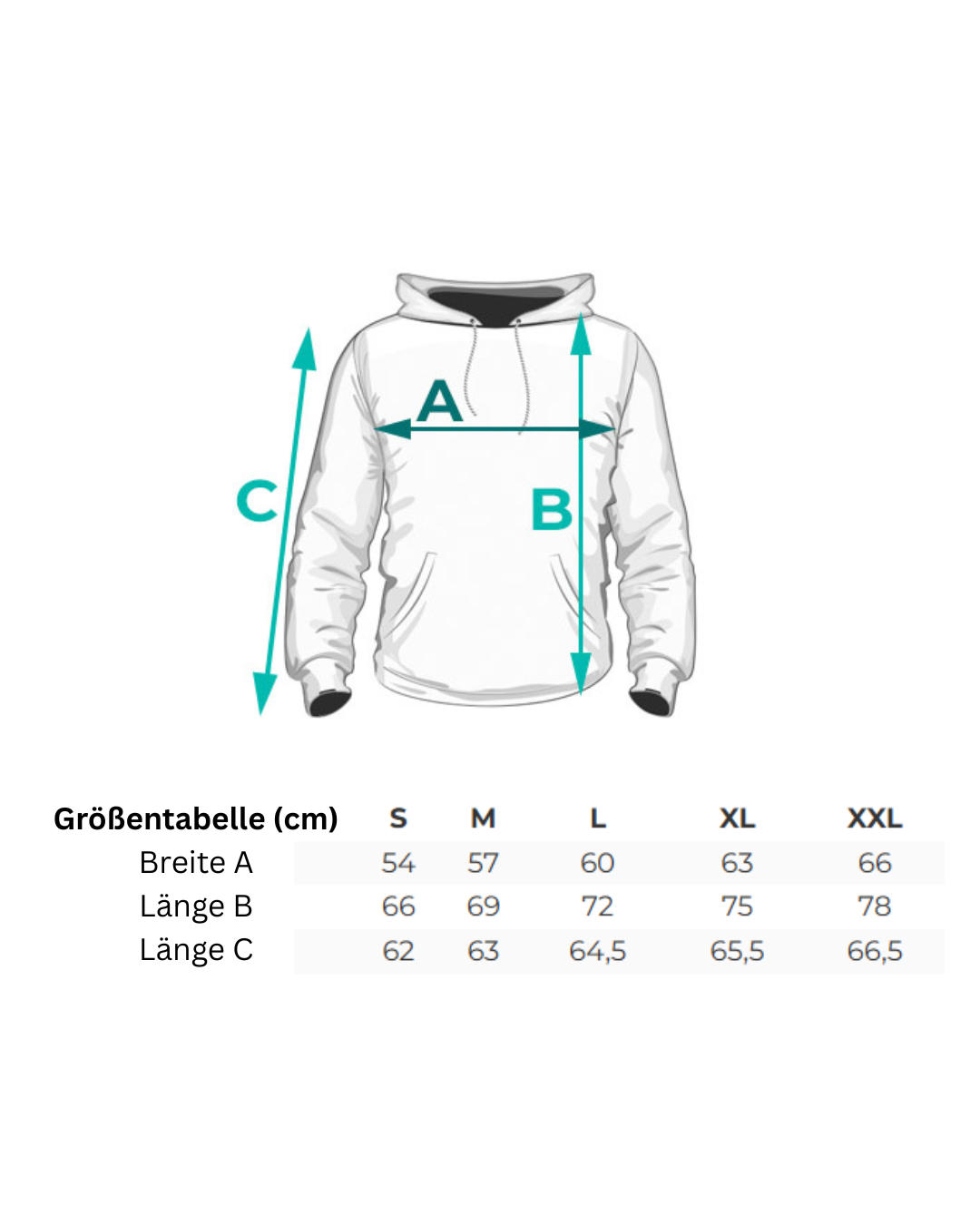 Größentabelle Hoodies
