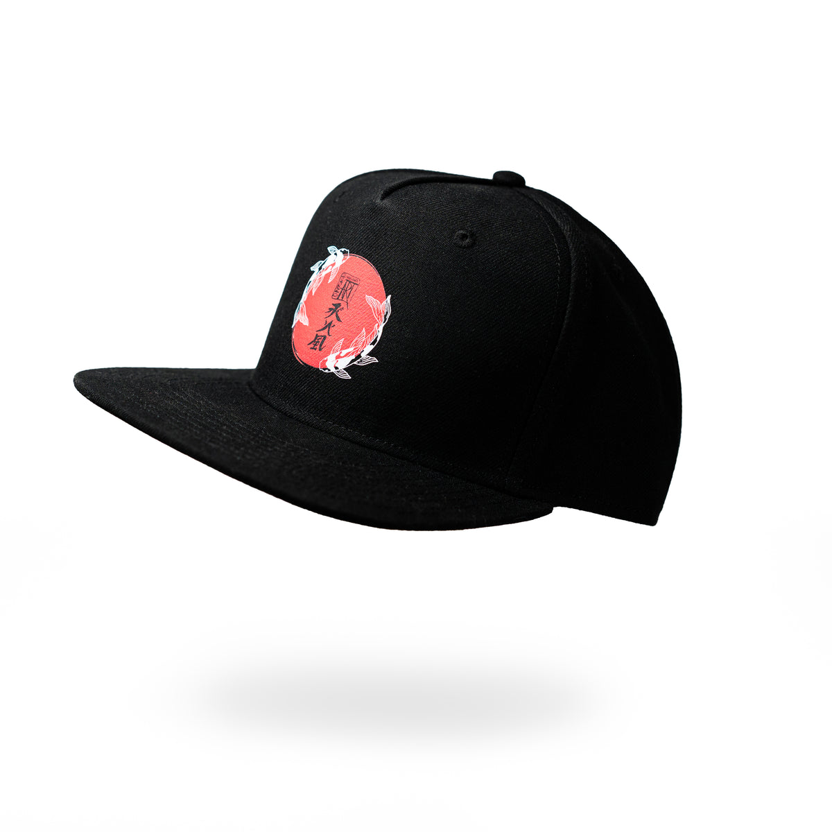 schwarzes Snapback Cap von Hanzo Aufguss Art, Seitenansicht links